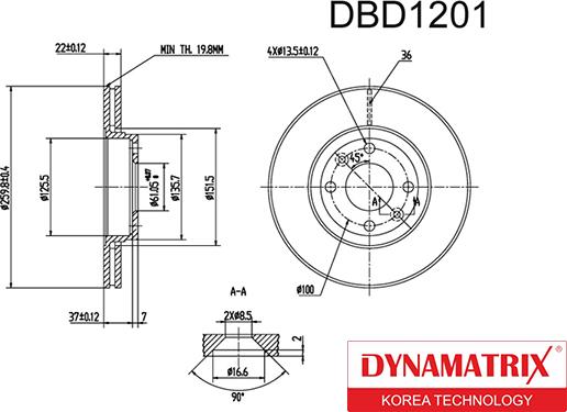 Dynamatrix DBD1201 - Bremžu diski autodraugiem.lv