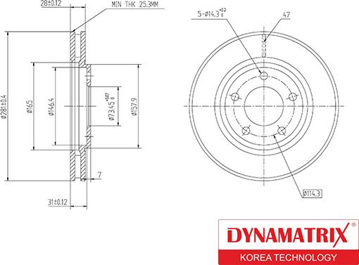 Dynamatrix DBD1214 - Bremžu diski autodraugiem.lv