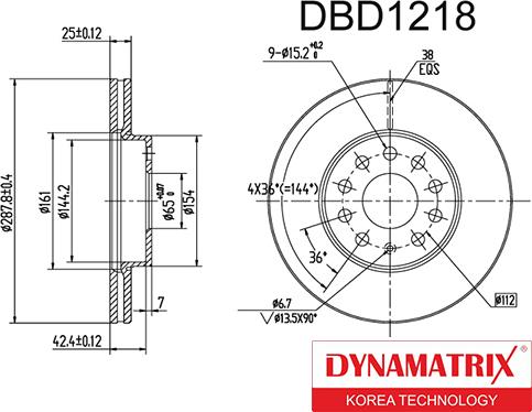 Dynamatrix DBD1218 - Bremžu diski autodraugiem.lv