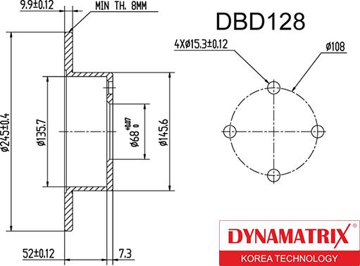 Dynamatrix DBD128 - Bremžu diski autodraugiem.lv