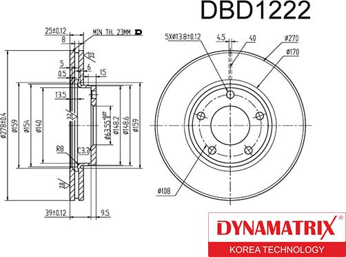 Dynamatrix DBD1222 - Bremžu diski autodraugiem.lv