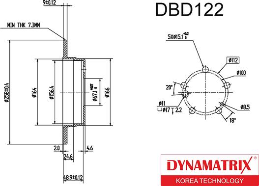 Dynamatrix DBD122 - Bremžu diski autodraugiem.lv