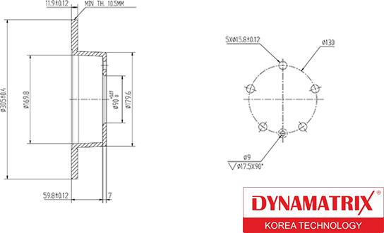 Dynamatrix DBD1272 - Bremžu diski autodraugiem.lv