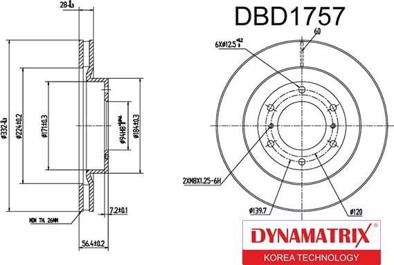 Dynamatrix DBD1757 - Bremžu diski autodraugiem.lv