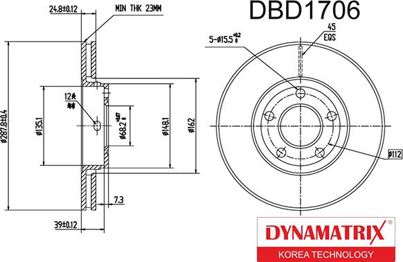 Dynamatrix DBD1706 - Bremžu diski autodraugiem.lv