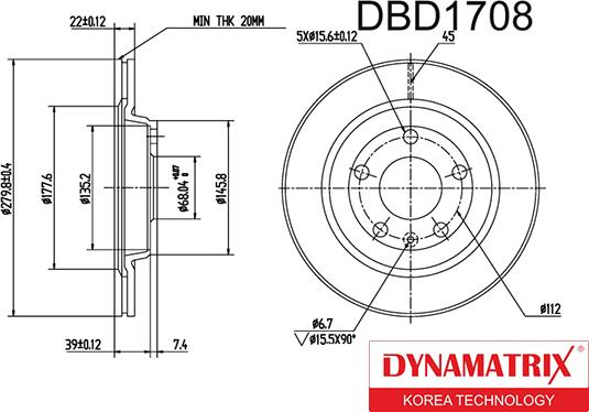 Dynamatrix DBD1708 - Bremžu diski autodraugiem.lv