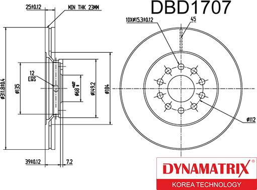 Dynamatrix DBD1707 - Bremžu diski autodraugiem.lv