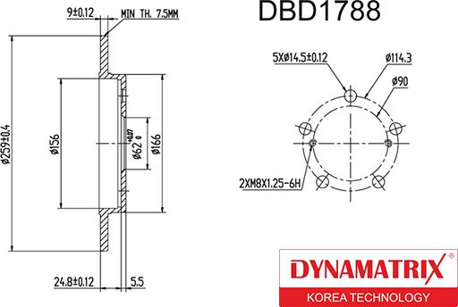 Dynamatrix DBD1788 - Bremžu diski autodraugiem.lv