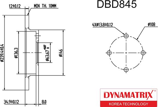 Dynamatrix DBD845 - Bremžu diski autodraugiem.lv
