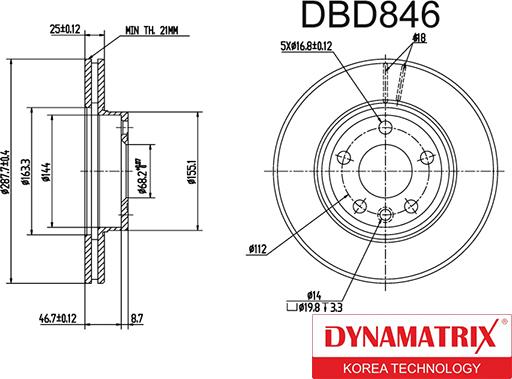 Dynamatrix DBD846 - Bremžu diski autodraugiem.lv