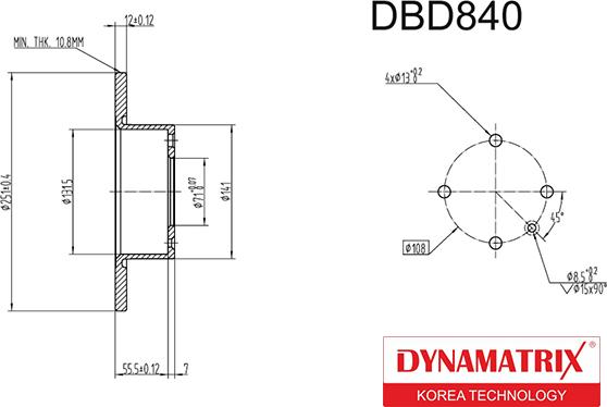 Dynamatrix DBD840 - Bremžu diski autodraugiem.lv