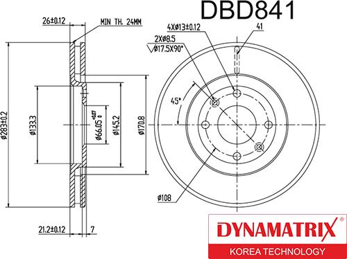 Dynamatrix DBD841 - Bremžu diski autodraugiem.lv