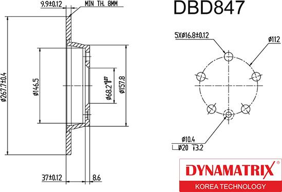 Dynamatrix DBD847 - Bremžu diski autodraugiem.lv