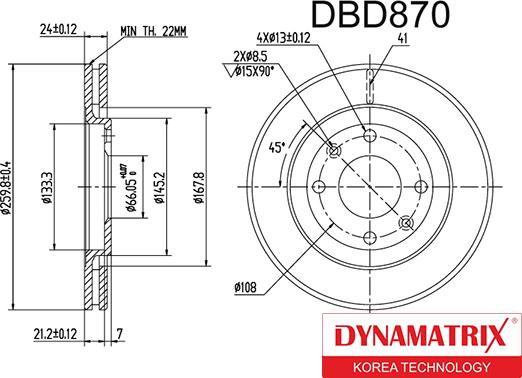 Dynamatrix DBD870 - Bremžu diski autodraugiem.lv