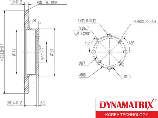 Dynamatrix DBD872 - Bremžu diski autodraugiem.lv