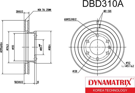 Dynamatrix DBD310A - Bremžu diski autodraugiem.lv