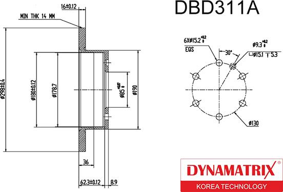 Dynamatrix DBD311A - Bremžu diski autodraugiem.lv
