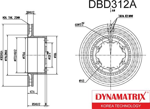 Dynamatrix DBD312A - Bremžu diski autodraugiem.lv