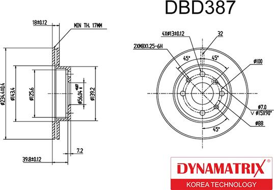 Dynamatrix DBD387 - Bremžu diski autodraugiem.lv