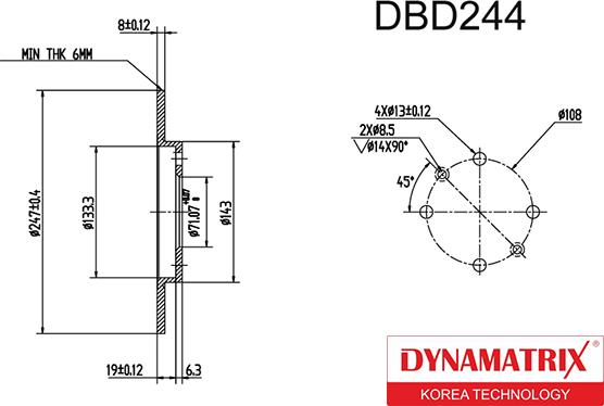 Dynamatrix DBD244 - Bremžu diski autodraugiem.lv