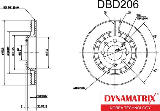Dynamatrix DBD206 - Bremžu diski autodraugiem.lv