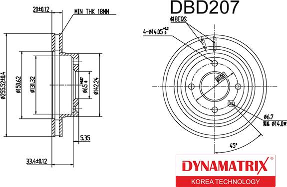 Dynamatrix DBD207 - Bremžu diski autodraugiem.lv