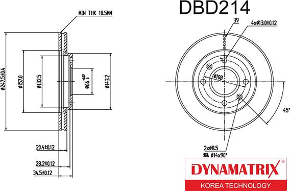 Dynamatrix DBD214 - Bremžu diski autodraugiem.lv