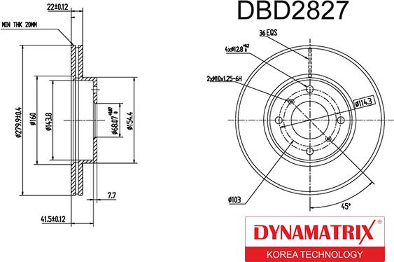 Dynamatrix DBD2827 - Bremžu diski autodraugiem.lv