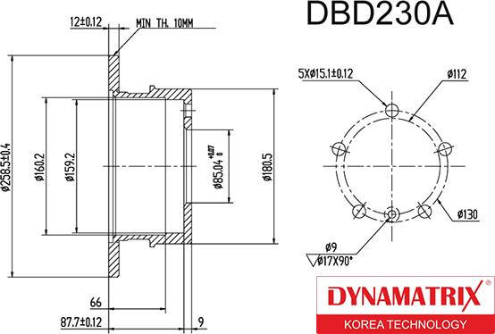 Dynamatrix DBD230A - Bremžu diski autodraugiem.lv