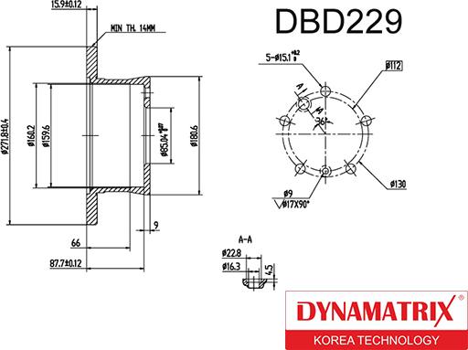 Dynamatrix DBD229 - Bremžu diski autodraugiem.lv