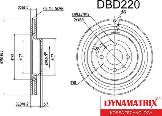 Dynamatrix DBD220 - Bremžu diski autodraugiem.lv