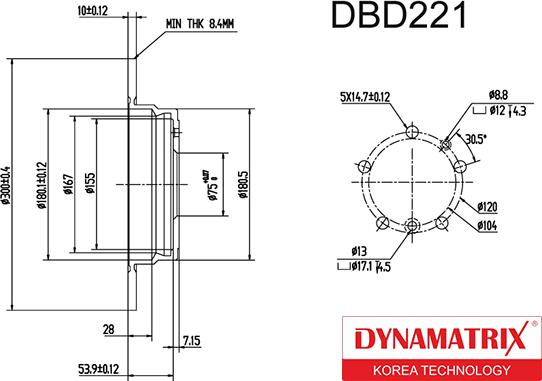 Dynamatrix DBD221 - Bremžu diski autodraugiem.lv