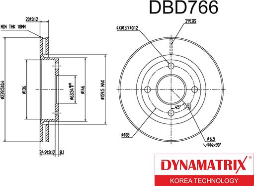 Dynamatrix DBD766 - Bremžu diski autodraugiem.lv