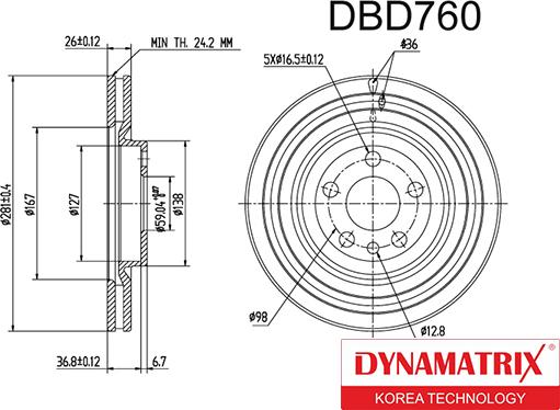 Dynamatrix DBD760 - Bremžu diski autodraugiem.lv