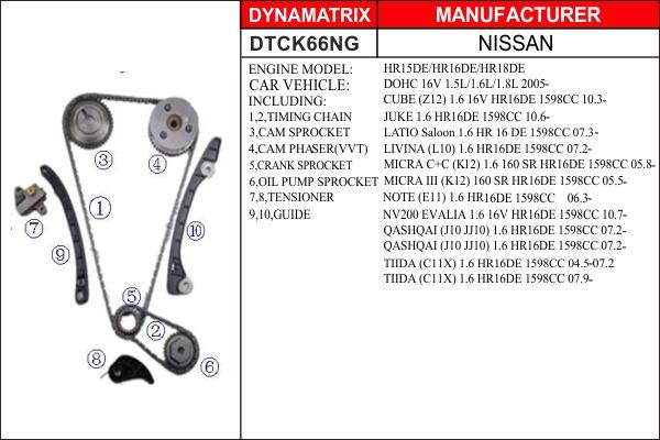 Dynamatrix DTCK66NG - Sadales vārpstas piedziņas ķēdes komplekts autodraugiem.lv