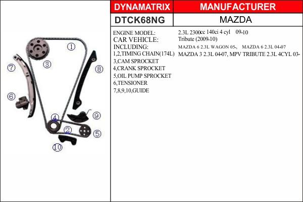 Dynamatrix DTCK68NG - Sadales vārpstas piedziņas ķēdes komplekts autodraugiem.lv