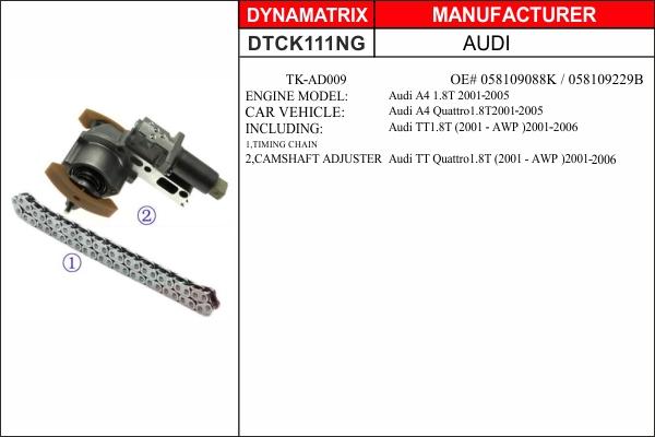 Dynamatrix DTCK111NG - Sadales vārpstas piedziņas ķēdes komplekts autodraugiem.lv