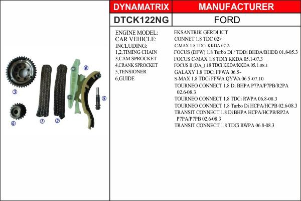 Dynamatrix DTCK122NG - Sadales vārpstas piedziņas ķēdes komplekts autodraugiem.lv