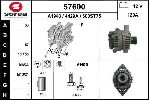 EAI 57600 - Ģenerators autodraugiem.lv