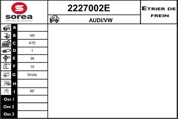 EAI 2227002E - Bremžu suports autodraugiem.lv