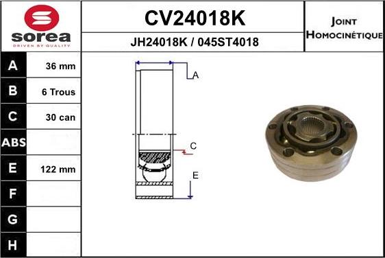 EAI CV24018K - Šarnīru komplekts, Piedziņas vārpsta autodraugiem.lv