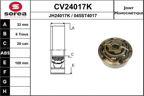 EAI CV24017K - Šarnīru komplekts, Piedziņas vārpsta autodraugiem.lv