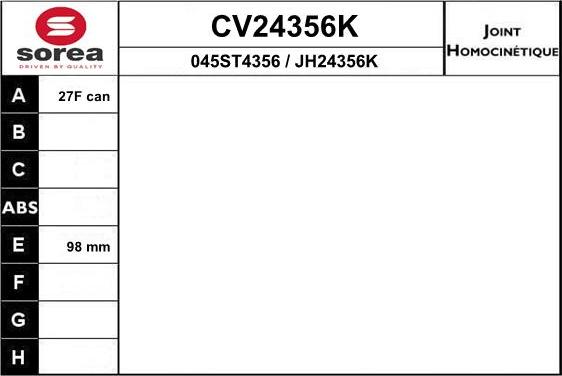 EAI CV24356K - Šarnīru komplekts, Piedziņas vārpsta autodraugiem.lv