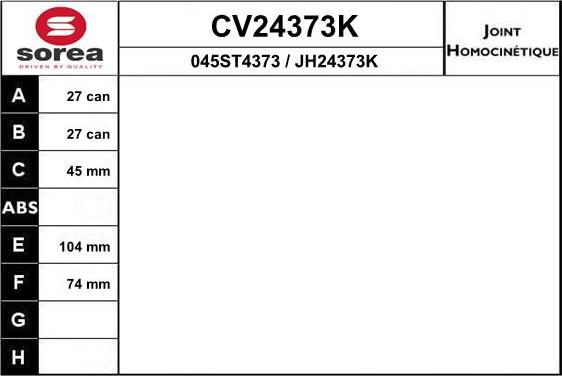 EAI CV24373K - Šarnīru komplekts, Piedziņas vārpsta autodraugiem.lv