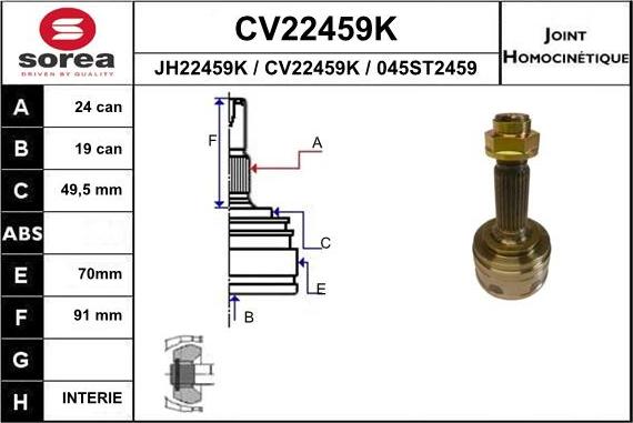 EAI CV22459K - Šarnīru komplekts, Piedziņas vārpsta autodraugiem.lv