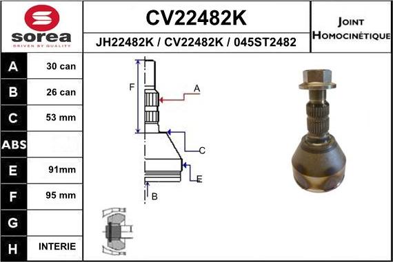 EAI CV22482K - Šarnīru komplekts, Piedziņas vārpsta autodraugiem.lv