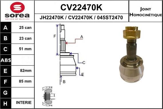 EAI CV22470K - Šarnīru komplekts, Piedziņas vārpsta autodraugiem.lv