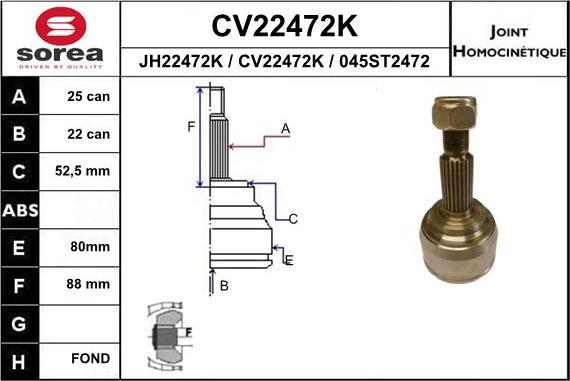 EAI CV22472K - Šarnīru komplekts, Piedziņas vārpsta autodraugiem.lv