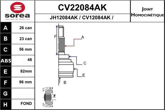 EAI CV22084AK - Šarnīru komplekts, Piedziņas vārpsta autodraugiem.lv