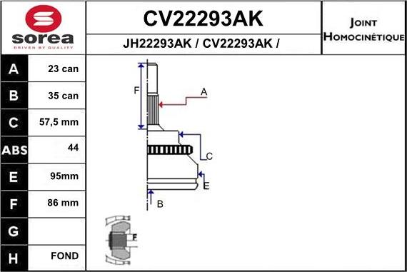 EAI CV22293AK - Šarnīru komplekts, Piedziņas vārpsta autodraugiem.lv